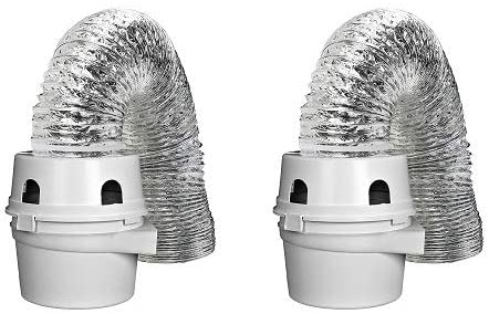 Dundas Jafine TDIDVKZW Indoor Dryer Vent Kit with 4-Inch by 5-Foot Proflex Duct, White (2-(Pack))