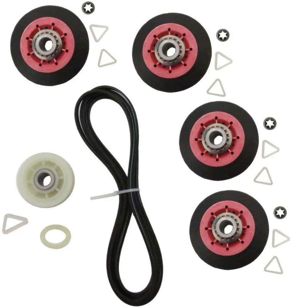 4392067 (DE2067) Dryer Maintenance Kit Rollers Pulley & 3387610/661570 Dryer Belt for Whirlpool (661570, 279640, W10314173)