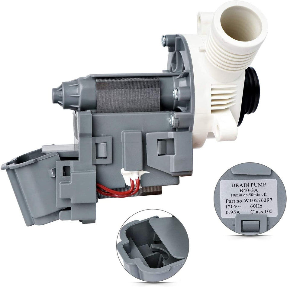 Hosom W10276397 Washer Drain Pump Replacement Part, Durable Water Pump Exactly Compatible with Whirlpool & Kenmore Washing Machine | Replaces LP397 AP6018417 WPW10276397VP