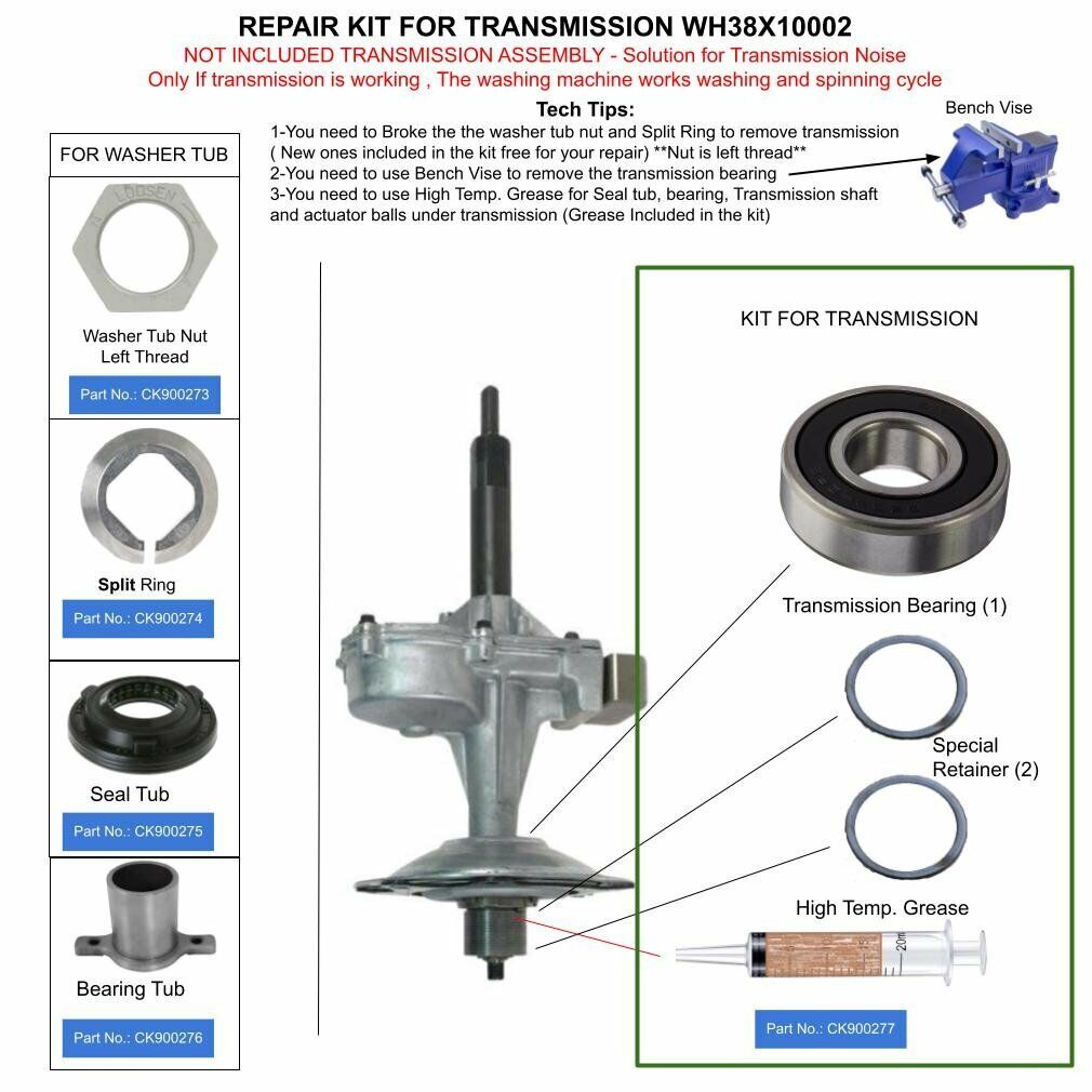 GE Washer Transmission With Pulley WH38X10002, WH38X0055 (Replaces WH07X0126)