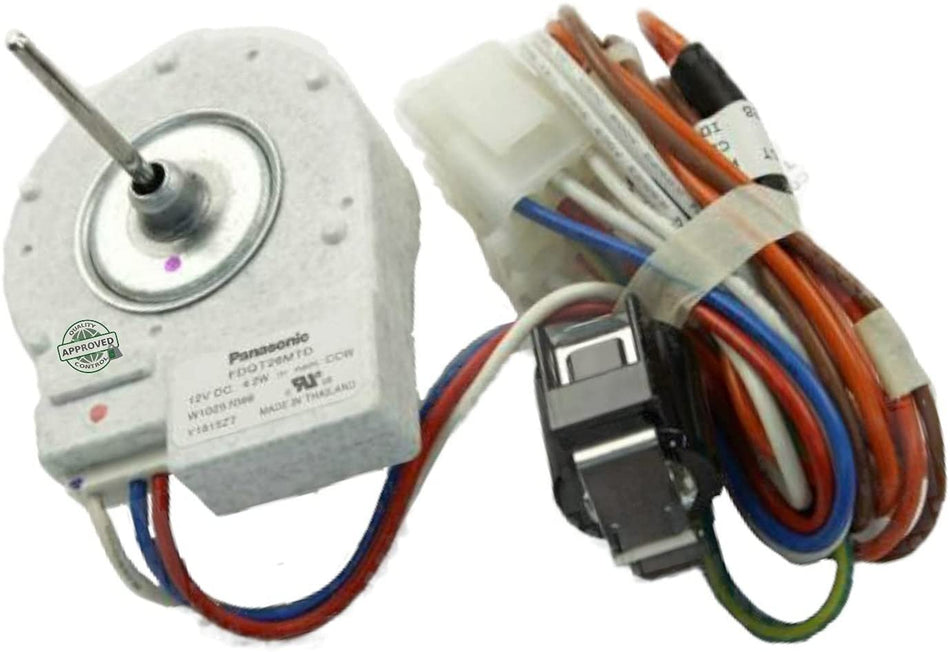 GlobPro W10257096 Fridge Evaporator Fan Motor 4 terminals 1" ¾ shaft length Approx. Replacement for and compatible with Maytag Heavy DUTY