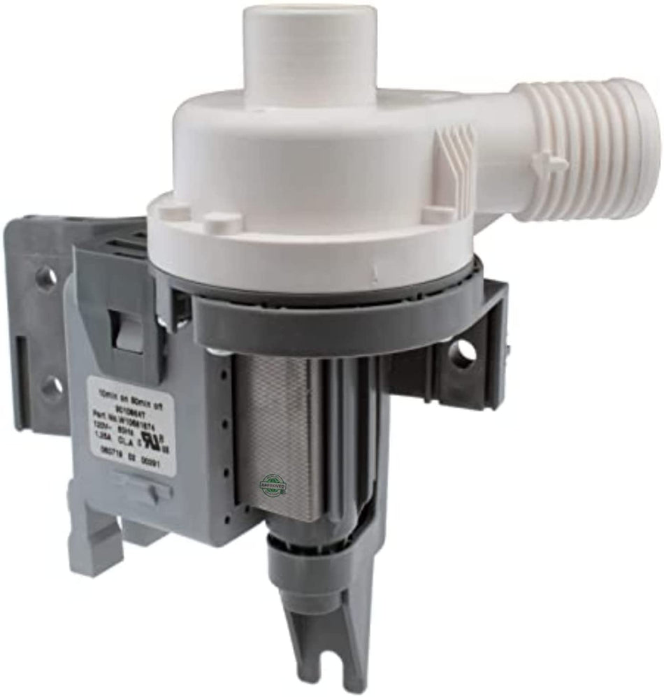 GlobPro W10876600 Washer Water Drain Pump 7" ½ length Approx. Replacement for and compatible with Kenmore Maytag Whirlpool Heavy DUTY