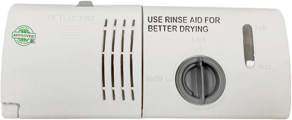 GlobPro WPW10199696 Diswasher Detergent & Rinse Aid Dispenser 8 7/16" length Approx. Replacement for and compatible with Whirlpool KitchenAid Maytag Kenmore WPW10199696 Heavy DUTY