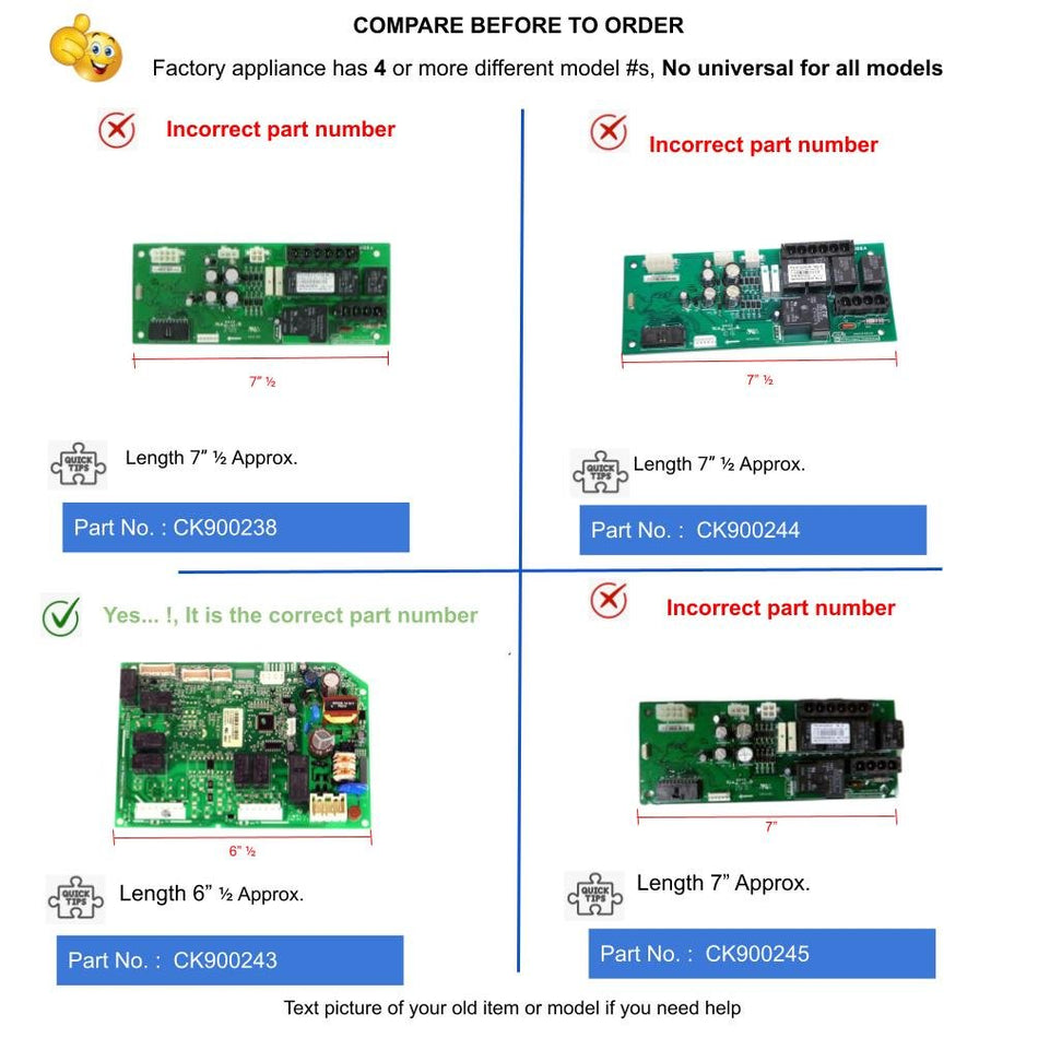 GlobPro W10485960 W10886282 WPW10485960 Ice Cube Maker Main Control Board 6” ½ Length Approx. Replacement for and Compatible with KitchenAid Whirlpool Maytag Kenmore Heavy Duty